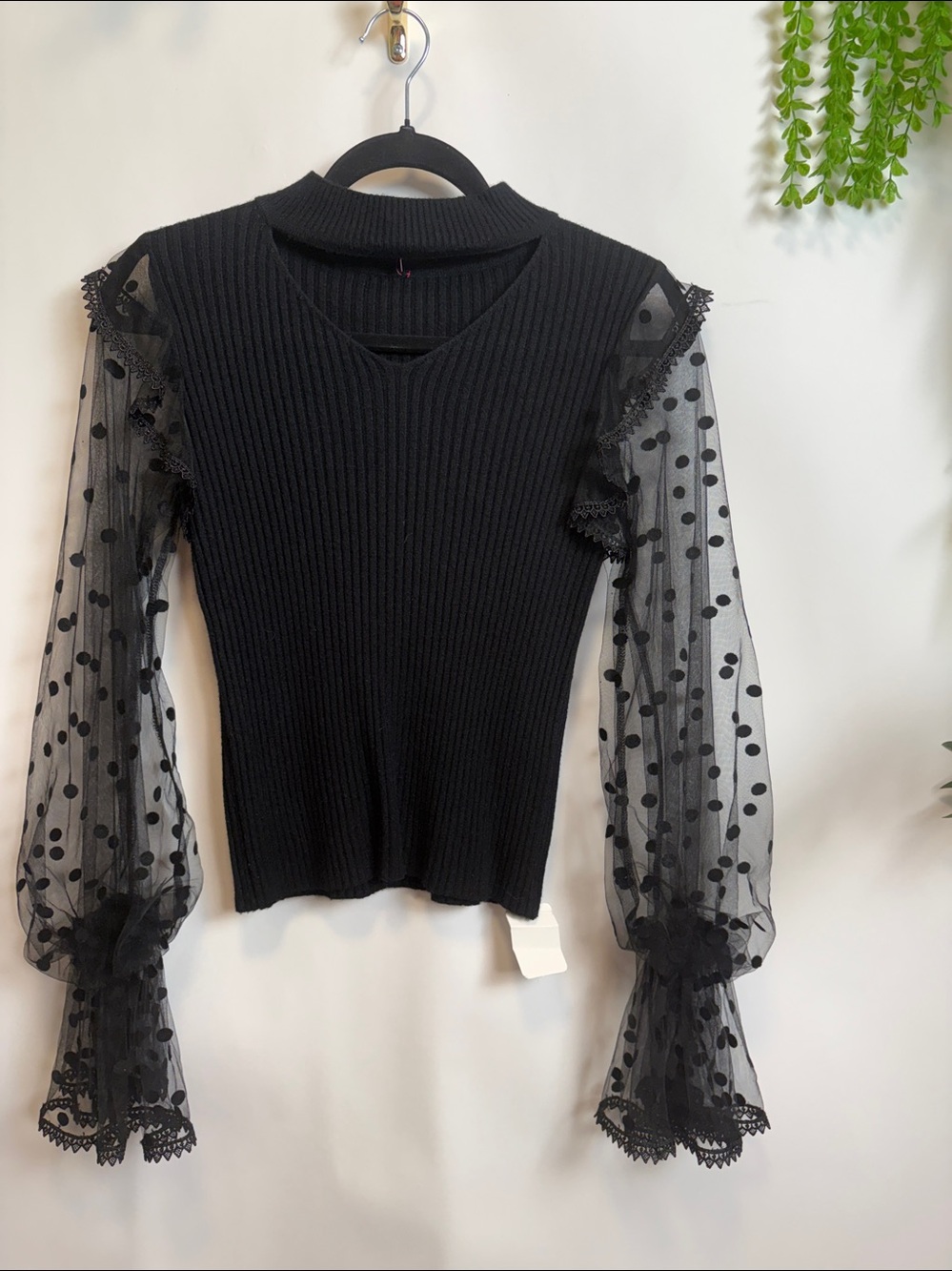 Elegant Black Sheer Sleeve Blouse